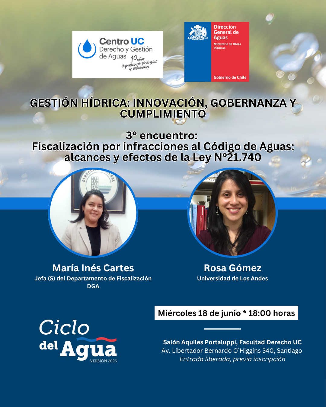 Ciclo del Agua 2025: Fiscalización hídrica: alcances y efectos de la Ley N°21.740   