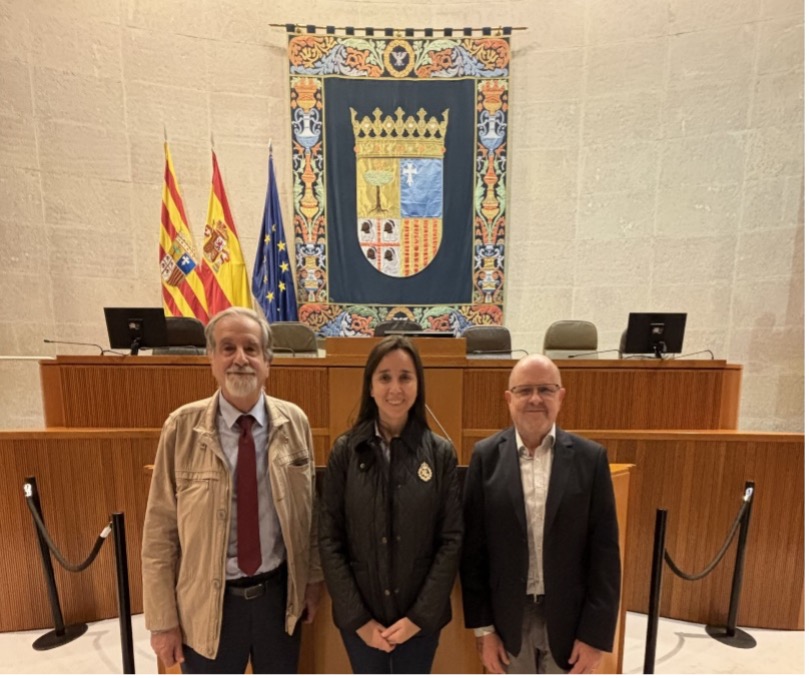 Registro fotográfico de visita a España por académicos Rivera y Donoso con el profesor Embid